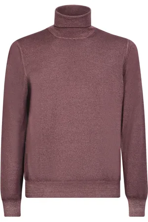 LARDINI Truien, Heren, Rood, XL, Wol, Bordeaux Wollen Rolkraagtrui