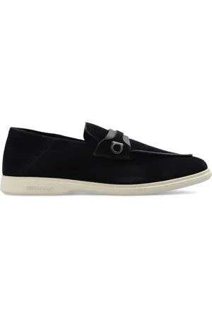 Salvatore Ferragamo Schoenen, Heren, Blauw, 40 1/2 EU, Suède, Gedeconstrueerde loafer met Gancini-ornament