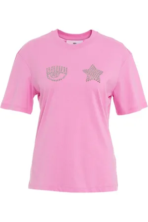 Chiara Ferragni Tops, Dames, Roze, S, Katoen, T-Shirt