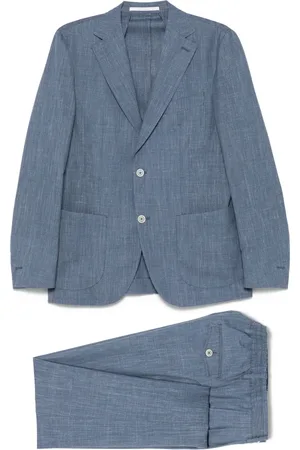 ELEVENTY Pakken, Heren, Blauw, 3Xl, Wol, Luxe Wollen Zijde Linnen Pak