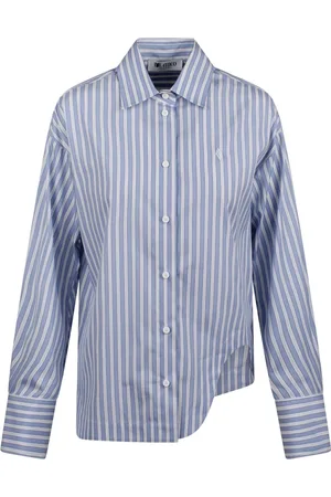 The Attico Blouses & Shirts, Dames, Blauw, S, Katoen, Eliza Button-Up Shirt met Logo Borduursel