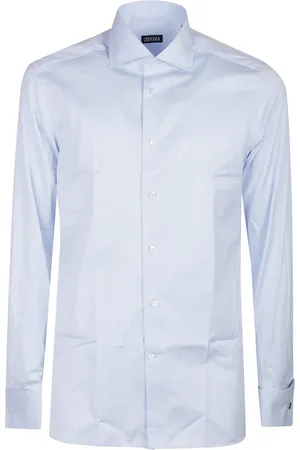 Ermenegildo Zegna Overhemden, Heren, Blauw, 2Xl, Katoen, Lange mouw katoenen overhemd maatwerk stijl