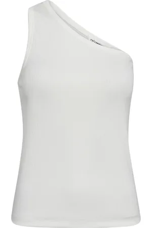 Co`Couture Tops, Dames, Wit, S, Asymmetrische Rib Tanktop