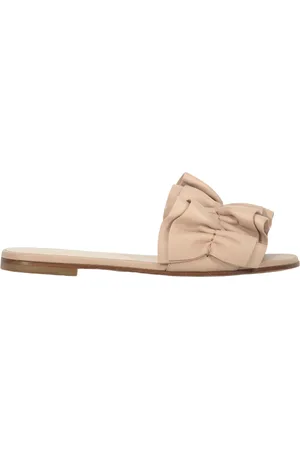 Fabiana Filippi Schoenen, Dames, Roze, 37 EU, Leer, Leren Slides Ronde Neus 100% Leer