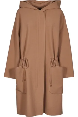 Max Mara Mantels, Dames, Bruin, M, Wol, Miele Jas met Capuchon