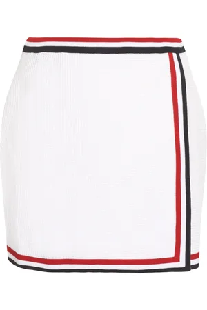 Thom Browne Rokken, Dames, Wit, S, Katoen, Katoenen Mini-Rok met Elastische Tailleband