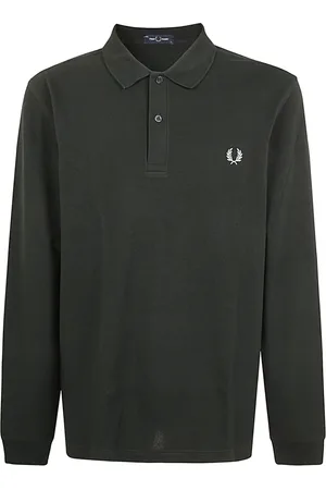 Fred Perry Tops, Heren, Groen, XL, Katoen, Nachtgroen Polo Shirt met Lange Mouwen
