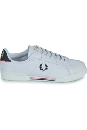 Fred Perry Schoenen, Heren, Wit, 43 EU, Leer, Leren Tennisschoenen met Dubbele Streep op de Zool
