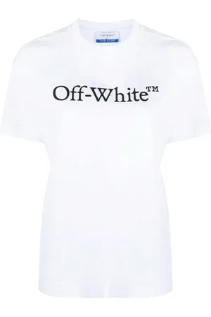 OFF-WHITE Tops, Dames, Wit, S, Katoen, Wit Logo T-shirt voor vrouwen