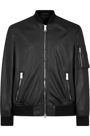 Dondup Jassen, Dames, Zwart, S, Leer, Gebreide Bomberjack met Rits