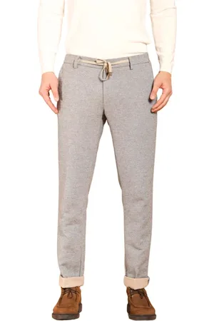 Masons Broeken, Heren, Grijs, XL, Katoen, Grijze katoenen chino joggingbroek met wol-effect