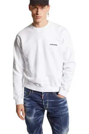 Dsquared2 Sweatshirts & Hoodies, Heren, Wit, XL, Katoen, Sweatshirt met ronde hals