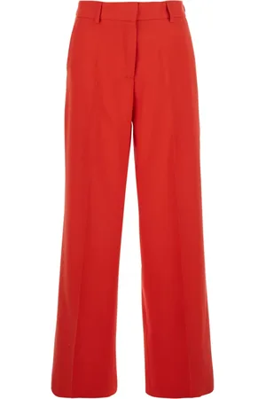 Msgm Broeken, Dames, Rood, 2Xs, Rode op maat gemaakte broek met riemlussen