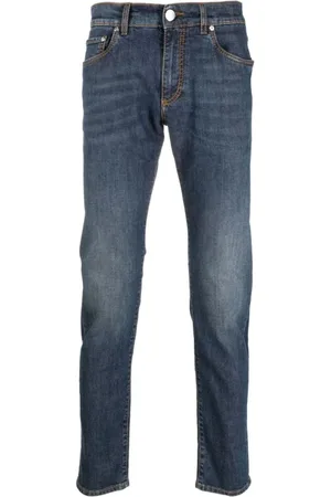 Etro Jeans, Heren, Blauw, W32, Katoen, Indigo Straight-Leg Jeans