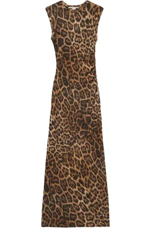 Stella McCartney Kleedjes, Dames, Bruin, S, Maxi-jurk met ronde hals