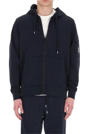 C.P. Company Sweatshirts & Hoodies, Heren, Blauw, 2Xl, Katoen, Blauwe Rits Hoodie Trui Lichtgewicht Katoen