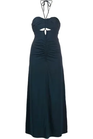 Self-Portrait Kleedjes, Dames, Grijs, M, Grijze Maxi-jurk met Cut-Out