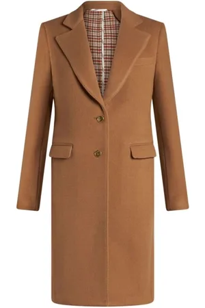 Etro Mantels, Dames, Bruin, S, Wol, Bruine wollen blend jas met piek revers
