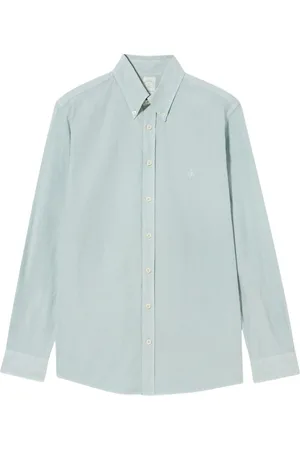 Brooks Brothers Overhemden, Heren, Groen, L, Katoen, Slim Fit Katoenen Overhemd met Knopen