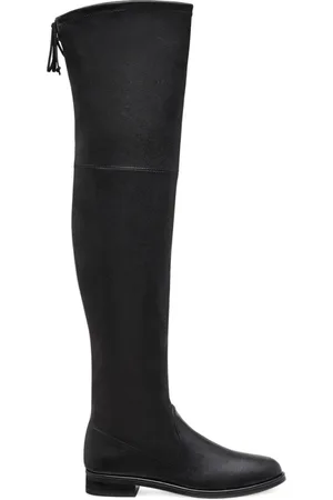 Stuart Weitzman Schoenen, Dames, Zwart, 38 1/2 EU, Leer, Bold Stretch Overknee-laars