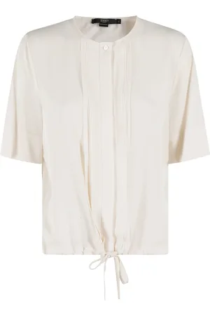 SEVENTY BY SERGIO TEGON Blouses & Shirts, Dames, Wit, L, Katoen, Gerimpeld Shirt Korte Mouw Knoopsluiting