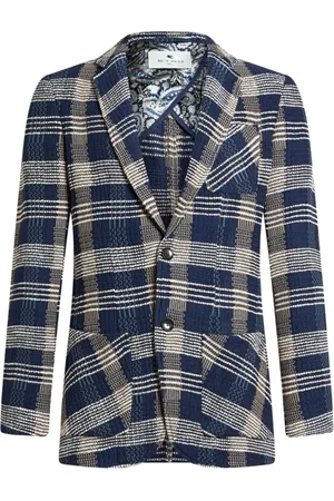 Etro Jassen, Heren, Blauw, L, Katoen, Marineblauwe jas met knoopsluiting