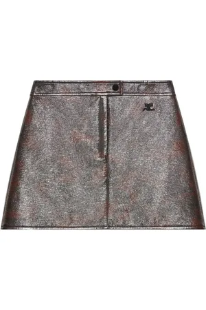 Courrèges Rokken, Dames, Bruin, M, Katoen, Koffiebruine Getextureerde Rok