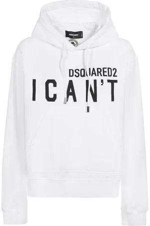Dsquared2 Sweatshirts & Hoodies, Dames, Wit, 2Xs, Katoen, Hooded sweatshirt met print