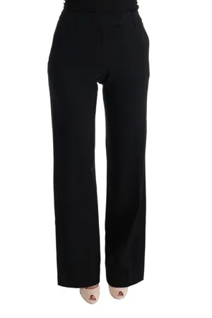 ERMANNO SCERVINO Broeken, Dames, Zwart, M, Nylon, Zwarte Viscose Flare Bootcut Broek
