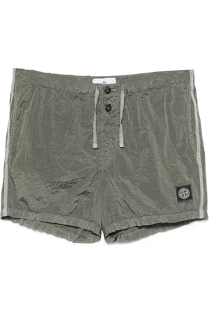 Stone Island Badkleding, Heren, Groen, S, Groene zwemshorts met parelmoer finish