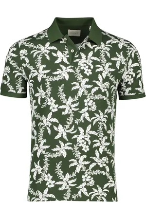 GANT Tops, Heren, Veelkleurig, XL, Katoen, Palm Lei Print Polo met Korte Mouwen