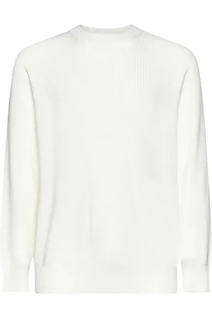 Brunello Cucinelli Sweatshirts & Hoodies, Heren, Wit, L, Katoen, Pullover Sweater