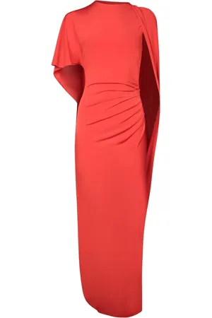 Stella McCartney Kleedjes, Dames, Rood, S, Elegante Asymmetrische Mouw Jurk