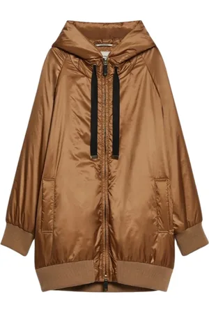 Max Mara Jassen, Dames, Bruin, L, Wol, Greenma Jas met Capuchon en Came Luxe Vulling