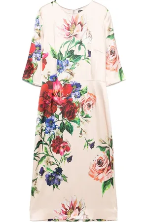 Dolce & Gabbana Kleedjes, Dames, Veelkleurig, XS, Lichtroze Crew Neck Jurk