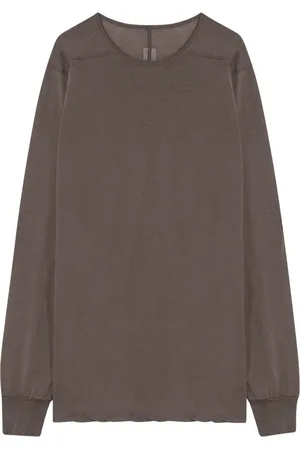 Rick Owens Tops, Heren, Bruin, S, Lange mouw ronde hals T-shirt