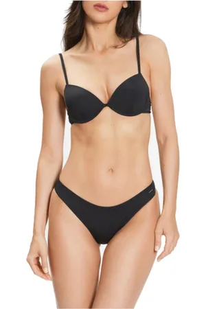 Emporio Armani Badkleding, Dames, Zwart, M, Tweed, Tweedelige Bikini met Zilver Logo