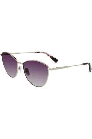 Longchamp Accessoires, Dames, Geel, ONE Size, Gouden Metalen Zonnebril