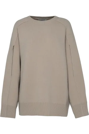 Lanvin Truien, Dames, , M, Wol, Cropped trui met gegraveerd logo
