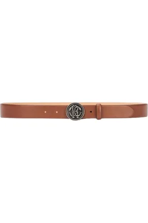 Roberto Cavalli Accessoires, Heren, Bruin, 90 CM, Leer, Mirror Snake Monogram Leren Riem