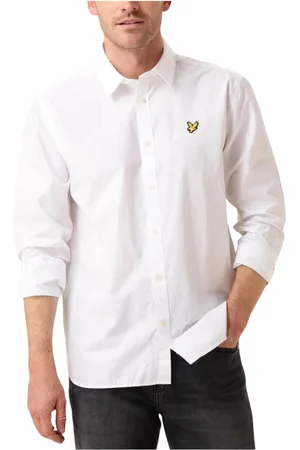 Lyle & Scott Overhemden, Heren, Wit, S, Katoen, Poplin overhemd met lange mouwen