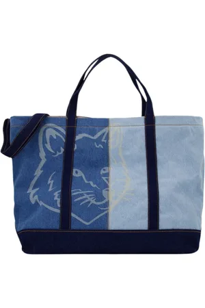 Maison Kitsuné Tassen, Dames, Veelkleurig, ONE Size, Katoen, Fox Head Weekender Shopper Tas