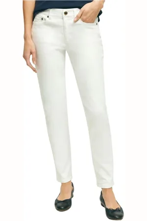 Brooks Brothers Jeans, Dames, Wit, M, Katoen, Stretch Katoen Jeans