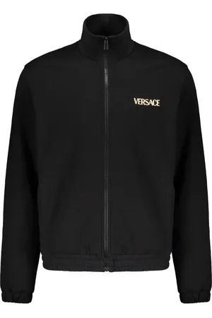 VERSACE Sweatshirts & Hoodies, Heren, Zwart, 2Xl, Katoen, Katoenen Hoodie met Logoprint