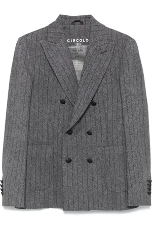 Circolo Jassen, Heren, Grijs, M, Katoen, Grijs Fleece Jas met Diagonale Strepen