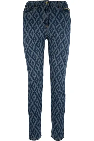 Elisabetta Franchi Jeans, Dames, Blauw, W29, Katoen, Gold Button Zipper Jeans