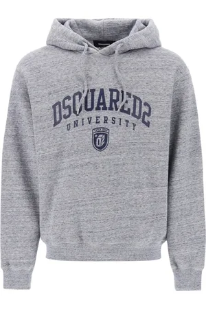 Dsquared2 Sweatshirts & Hoodies, Heren, Grijs, XL, Katoen, Logo Print Melange Hoodie