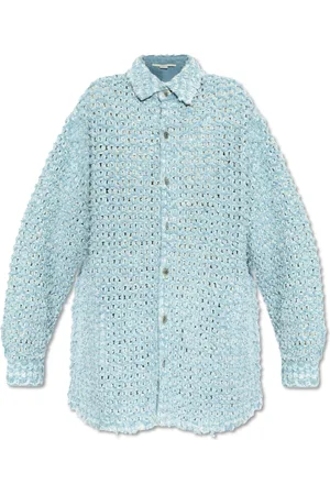 Stella McCartney Blouses & Shirts, Dames, Blauw, M, Katoen, Oversized blouse van kant