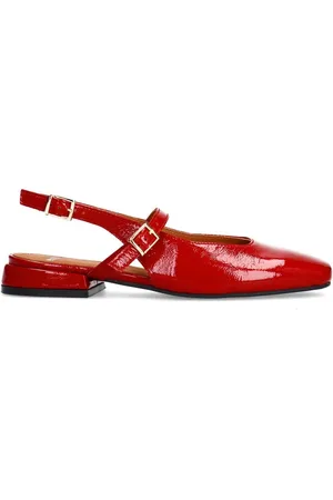 Manfield Schoenen, Dames, Rood, 38 EU, Leer, Rode lakleren slingbacks