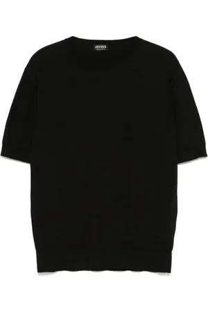 Ermenegildo Zegna Tops, Heren, Zwart, M, T-shirt met ronde hals